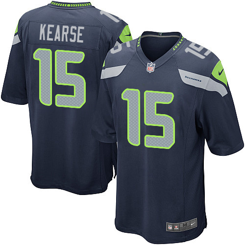 Men's Game Jermaine Kearse Nike Jersey Navy Blue Home - #15 NFL Seattle Seahawks